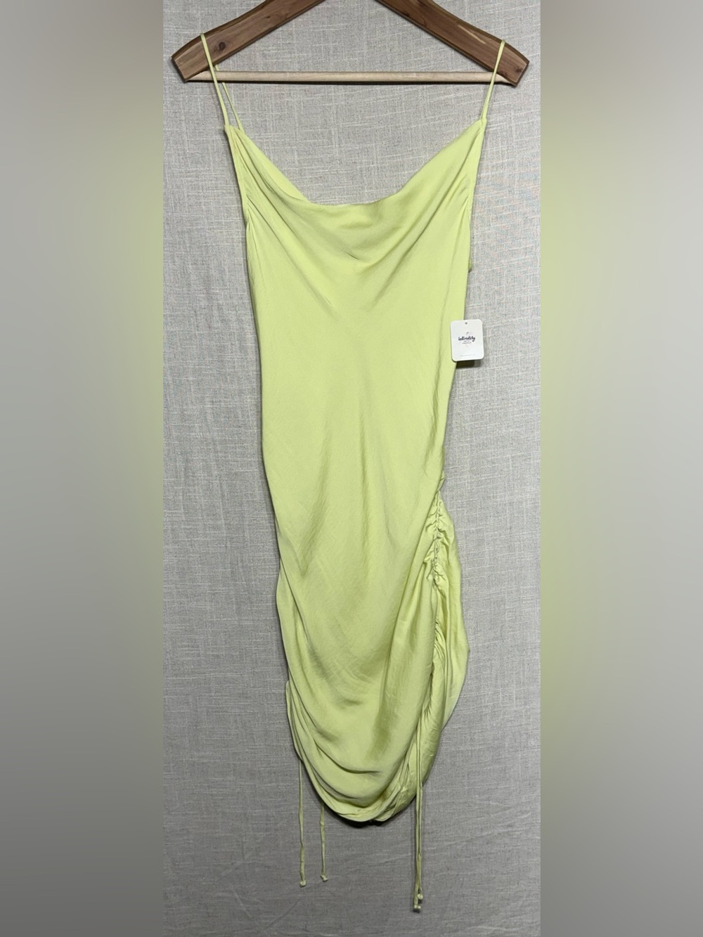 Free People Day To Night Slip Dress Pastel Citron/Yellow/Light Lime NWT Size M